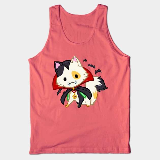 Halloween Chibi Winged Kitty - Calico Vampire Dracula Cat Tank Top by theghostfire